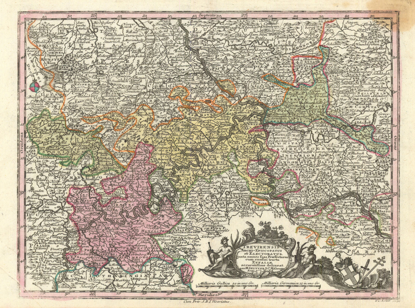 Trevirensis… Trier & Eifel. Rhineland-Palatinate. Matthäus Seutter c1744 map